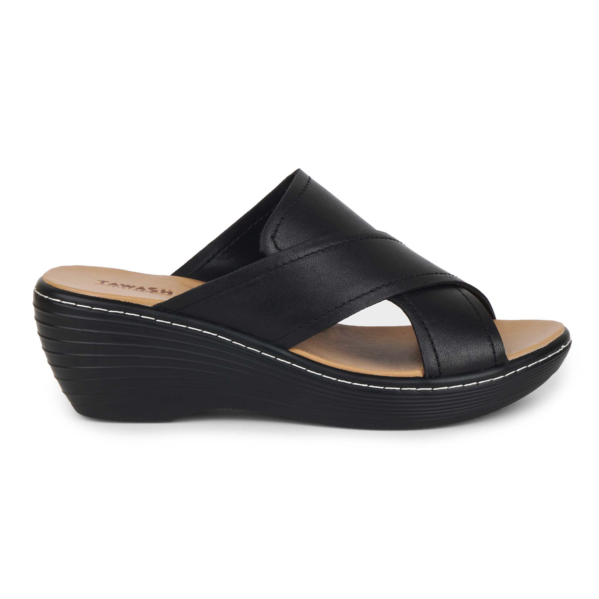 024-9 نعال نسائي كعب متوسط من الجلد الطبيعي