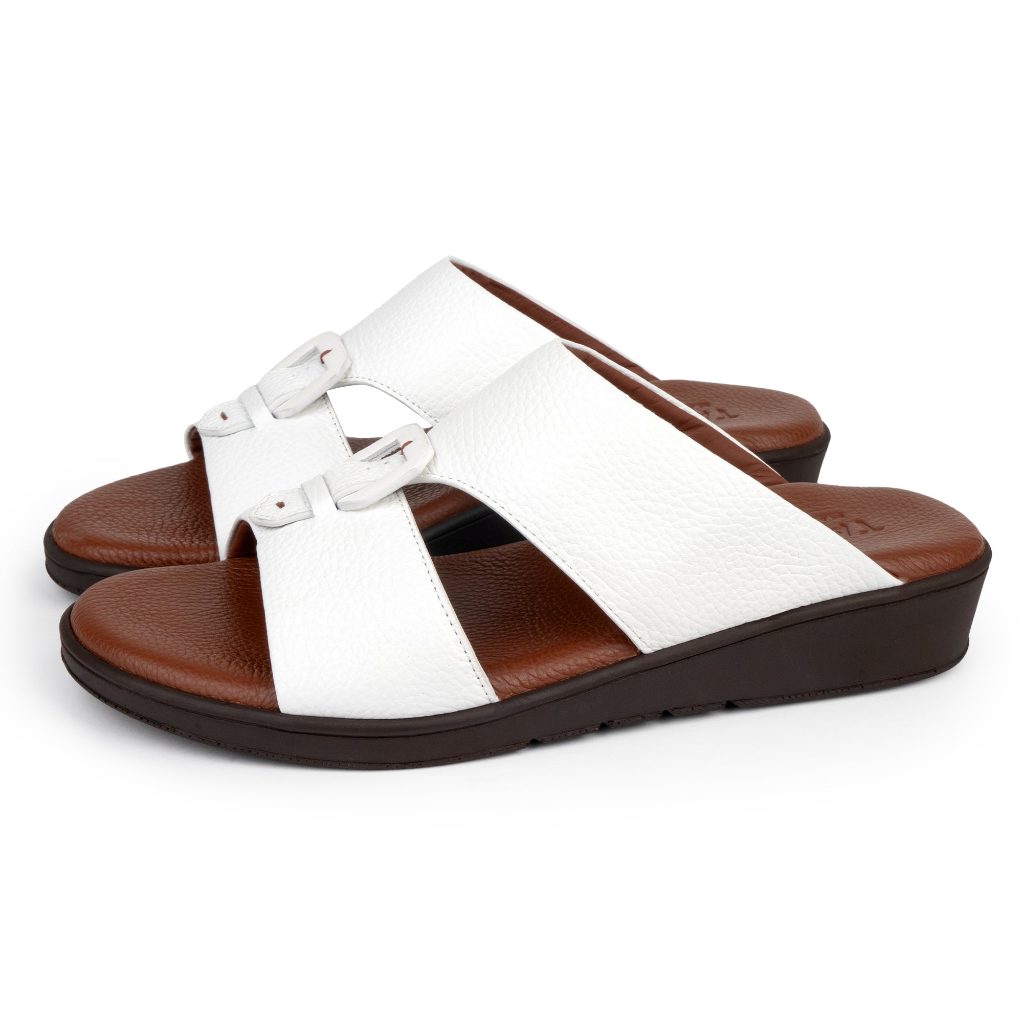 White TW-225 deer leather men sandal – PU sole with stylish leather buckle