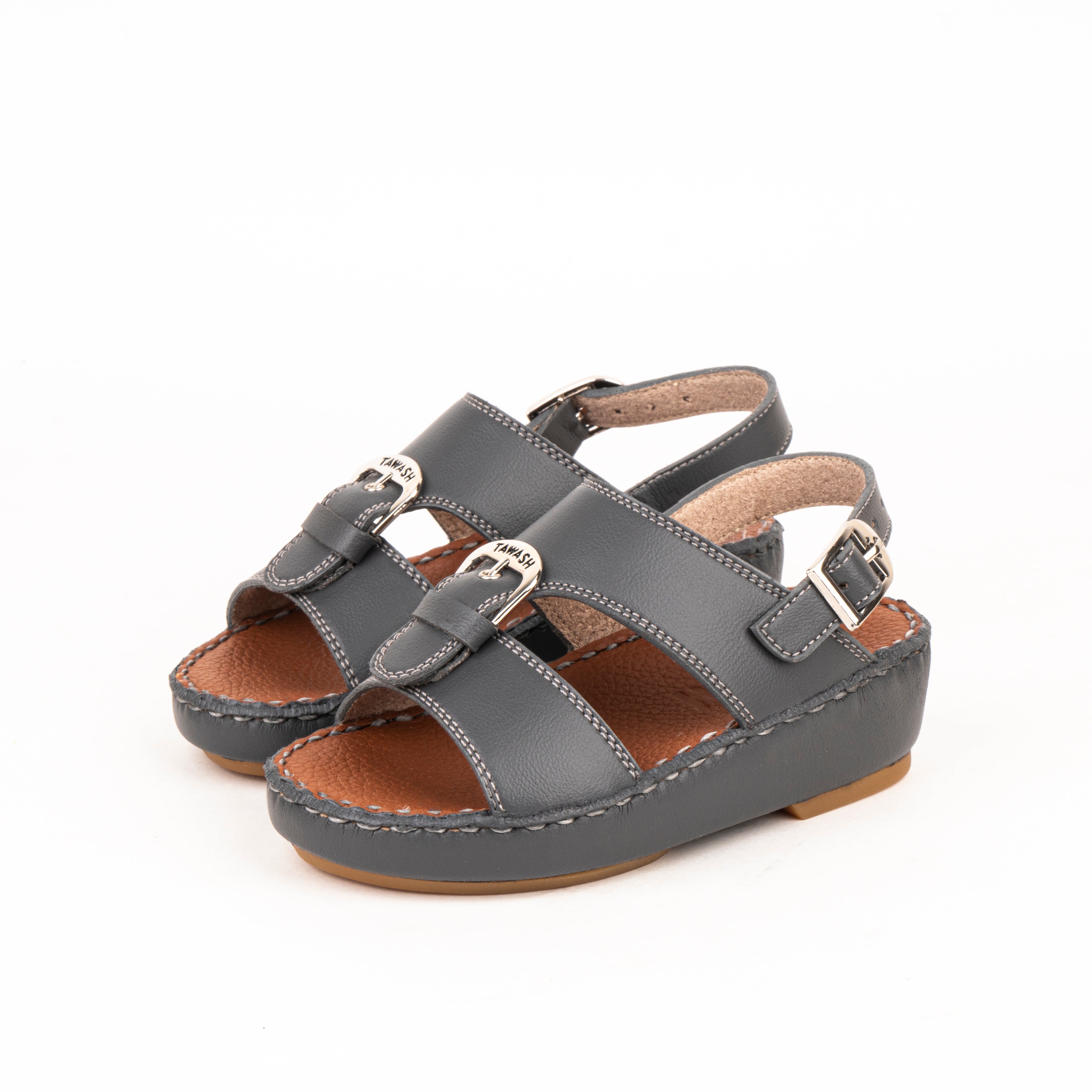 صندل ولادي جلد خياطة يدوية