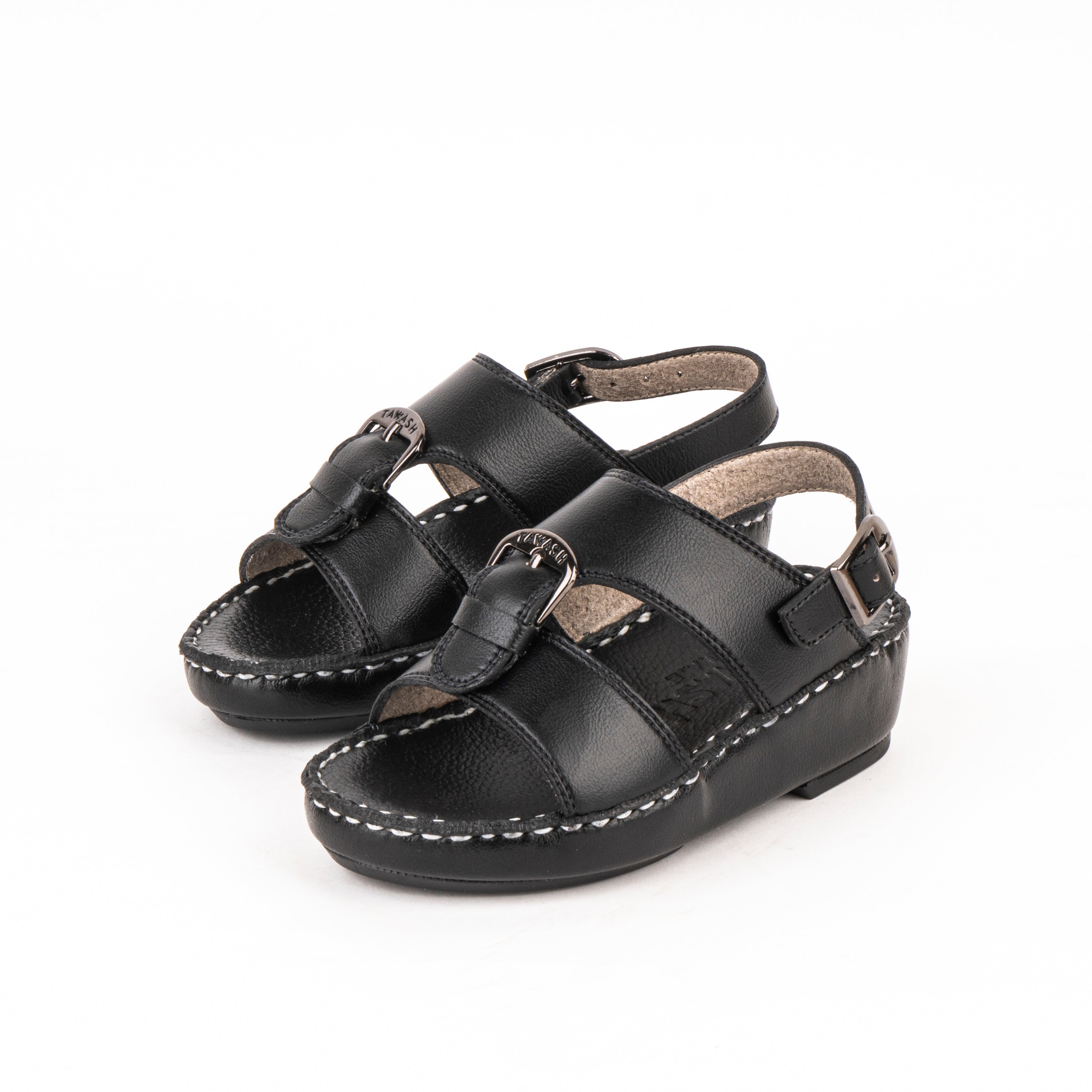 صندل ولادي جلد خياطة يدوية