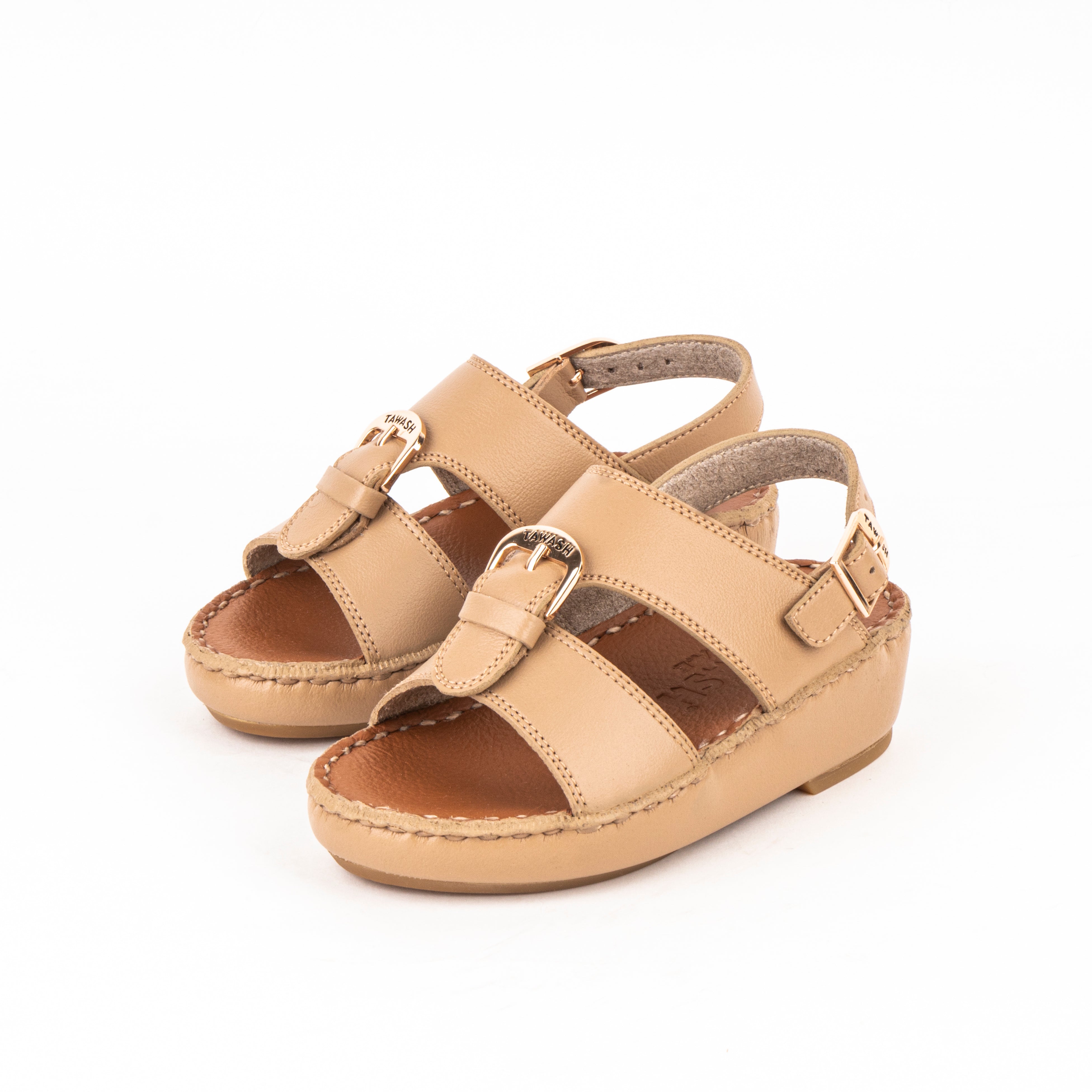 صندل ولادي جلد خياطة يدوية