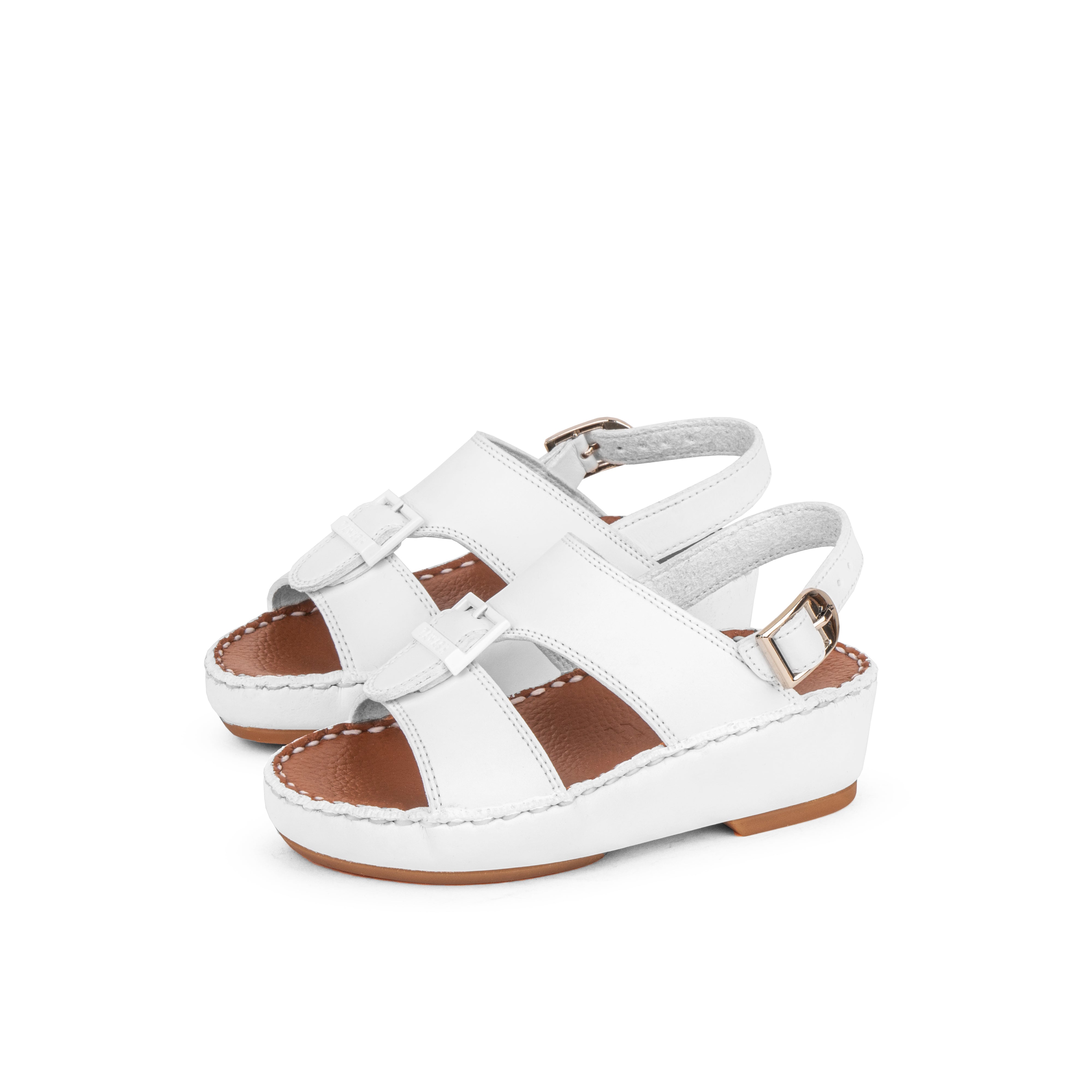 صندل جلد طبيعي للاولاد ابيض