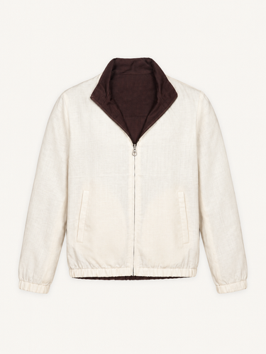 26195 MARCO LION MEN'S JACKET- BEIGE/DARK BROWN