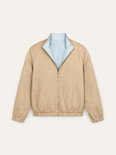 26195 MARCO LION MEN'S JACKET- DARK BEIGE/SKY BLUE