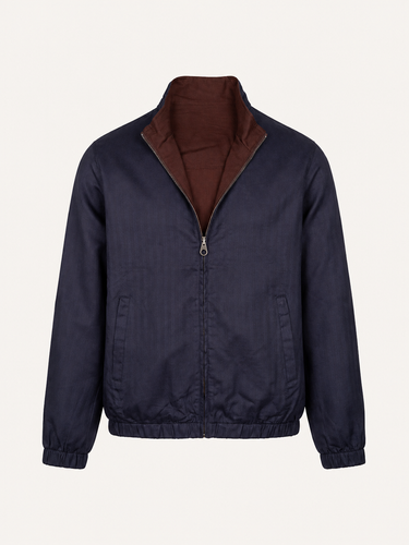 26195 MARCO LION MEN'S JACKET- DARK BLUE/BROWN