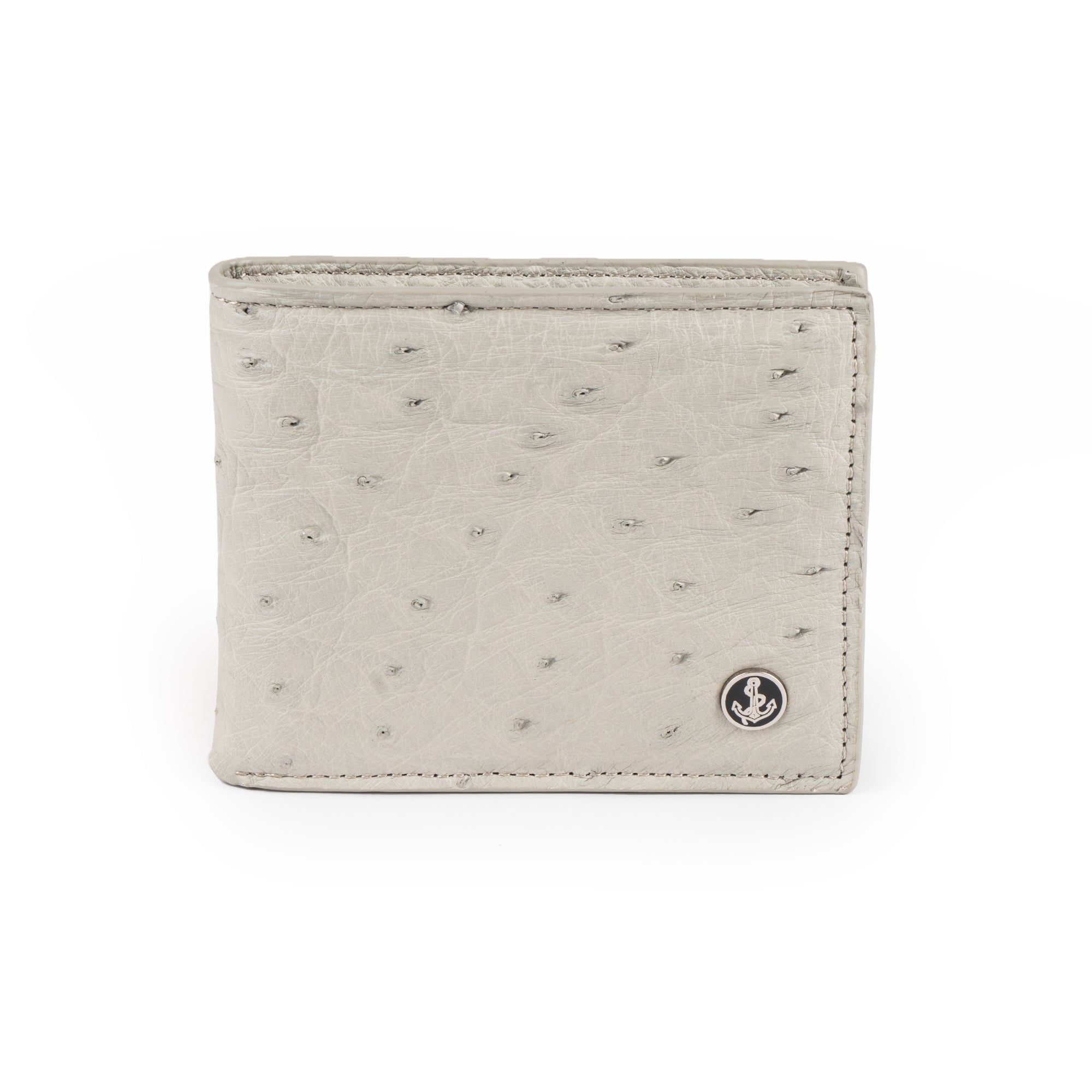 Grey Elegance Ostrich Leather Wallet