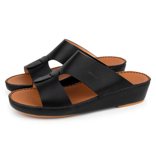 Black 2052 M-CALF men sandal with double-strap leather design – UAE traditional men footwear